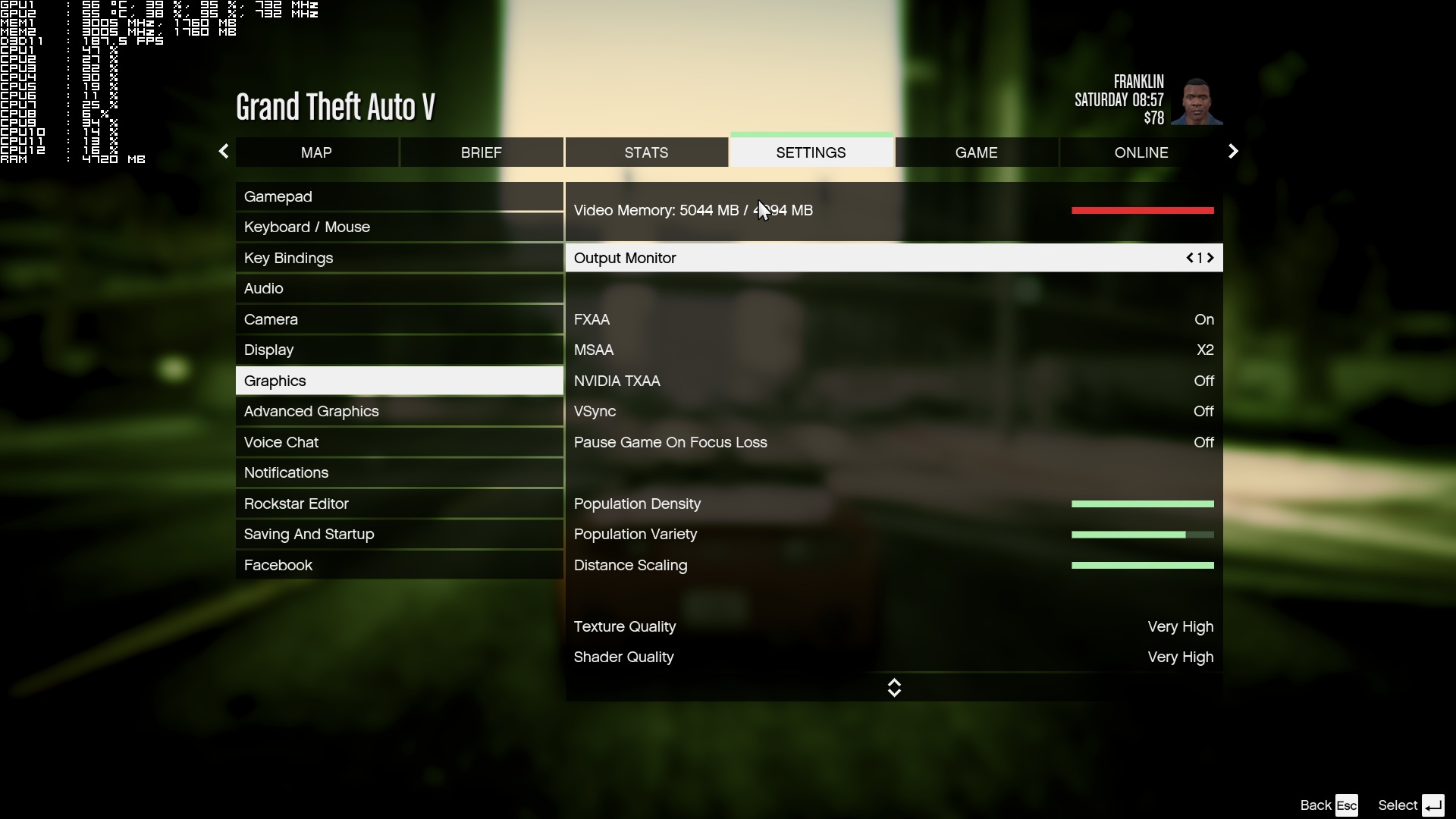how to change graphics settings of gta v without opening game