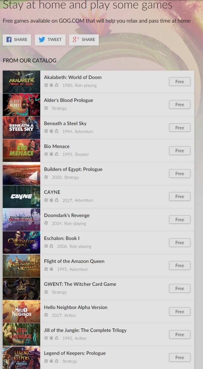 GOG is offering 27 free games to help you relax at home