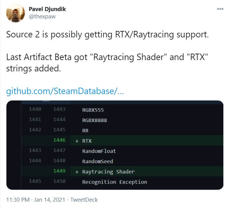 Steam Database hints at Source 2 Engine receiving RTX support