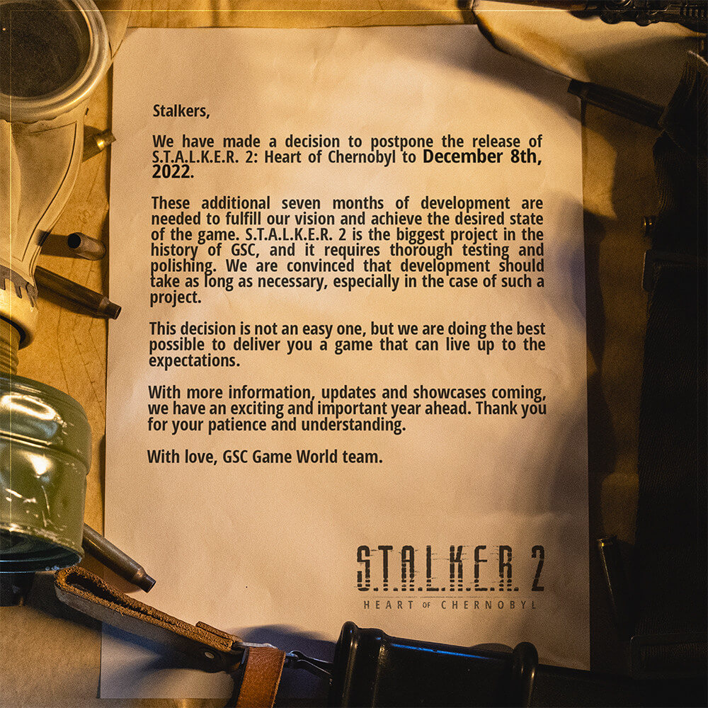 Stalker 2 delayed until 2023