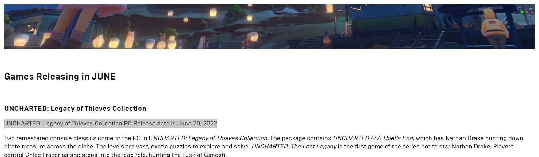 Uncharted: Legacy of Thieves Collection PC Release Date is set on June 20,  2022 News - Rumor