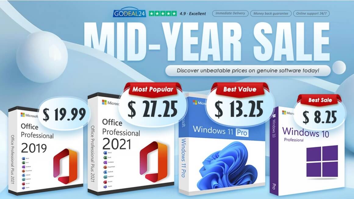 Повысьте свою продуктивность с помощью Microsoft Office 2021 на всю жизнь от 17 долларов США и Windows 11 Pro всего за 10 долларов США на Godeal24.